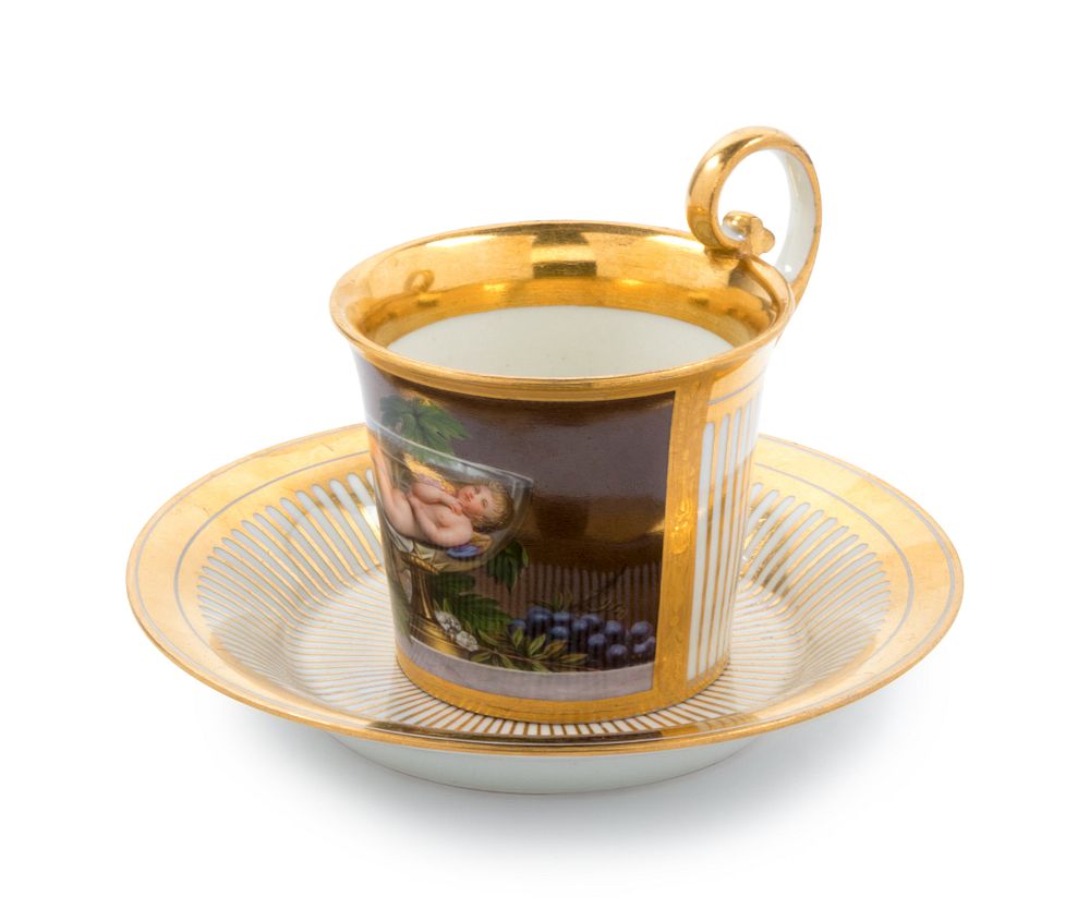 Appraisal: A Vienna Painted and Parcel Gilt Porcelain Teacup and Saucer