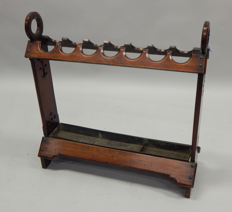 Appraisal: A Victorian mahogany umbrella or whip stand with shaped pierce