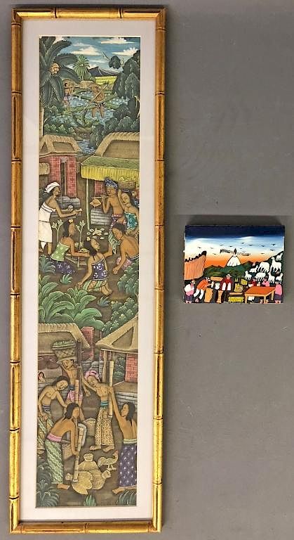 Appraisal: Two Latin American Paintings Framed and matted painting possibly Haitian