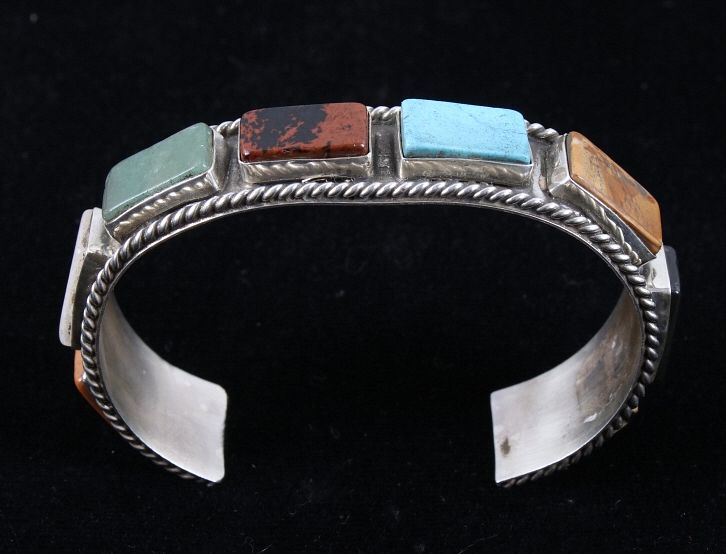 Appraisal: Navajo CJ Butler Multi Stone Sterling Bracelet Included in this