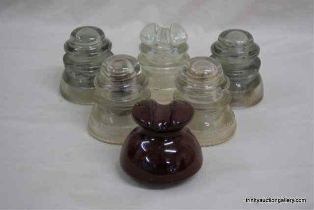 Appraisal: Group of Antique - Vintage Glass Insulators This is a