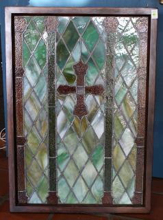 Appraisal: lot of Framed stained glass windows lot of Framed stained