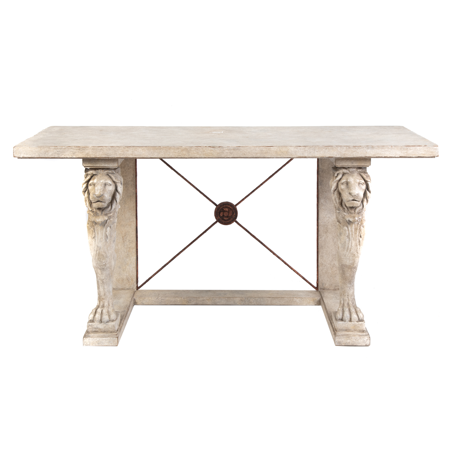 Appraisal: CLASSICAL STYLE COMPOSITE CONSOLE TABLE st century rectangular top with