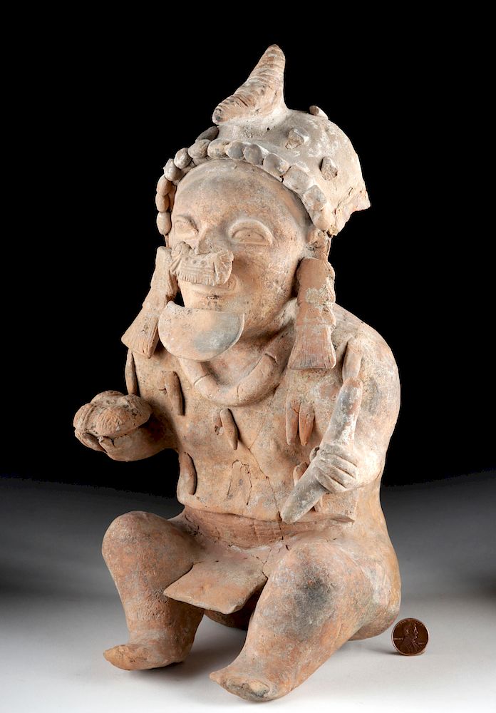 Appraisal: Fine Jamacoaque Pottery Seated Shaman Pre-Columbian Ecuador Jamacoaque culture ca