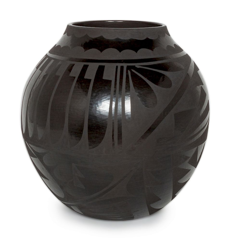 Appraisal: Carmelita Dunlap San Ildefonso - Black on Black Jar Carmelita