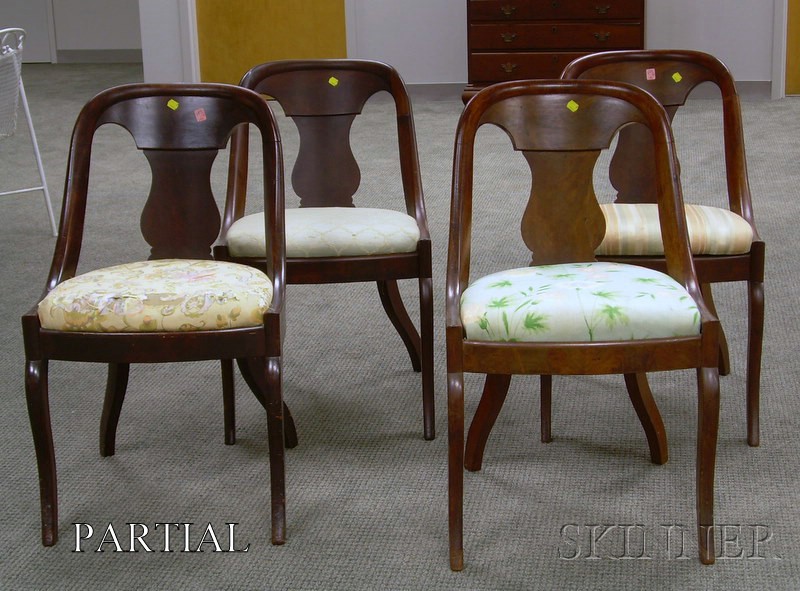 Appraisal: Eight Empire Mahogany and Mahogany Veneer Side Chairs with Upholstered