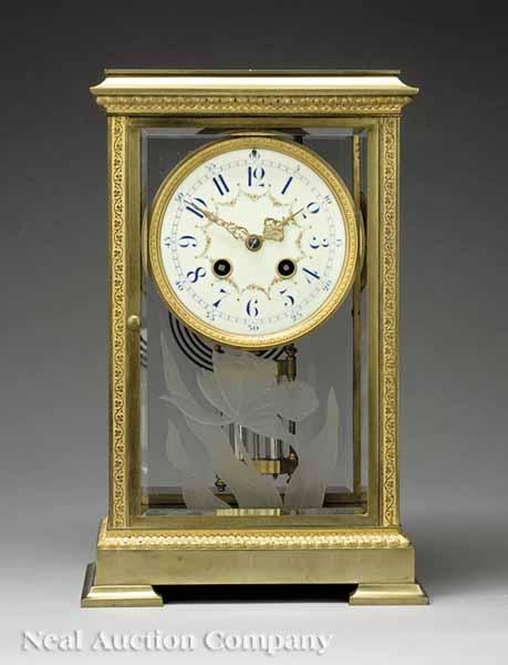 Appraisal: An Antique French Gilt Brass and Crystal Regulator Clock late