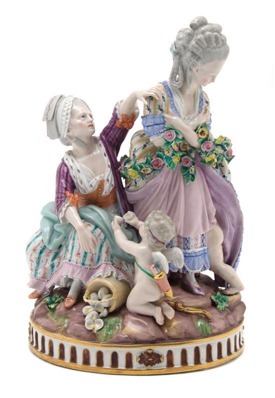 Appraisal: Meissen Porcelain Figural Group depicting two women with cherubs Height