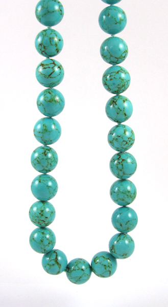 Appraisal: TURQUOISE BEADED NECKLACE with spherical turquoise beads necklace measures approximately