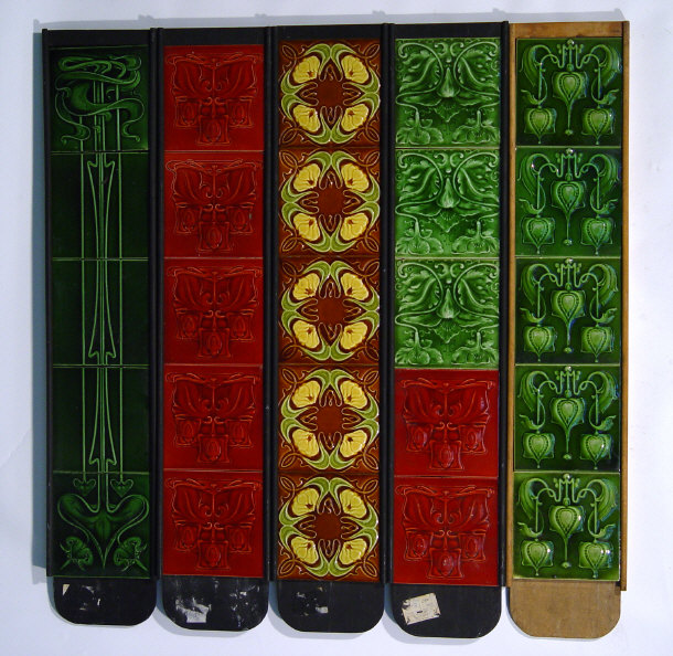 Appraisal: Twenty five Art Nouveau colour glazed pottery tiles in various