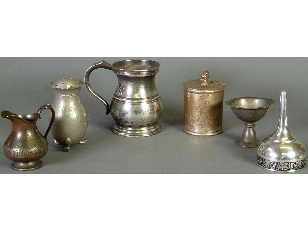 Appraisal: JAMES YATES STOCKPORT PEWTER BALUSTER TANKARD pewter caster V and