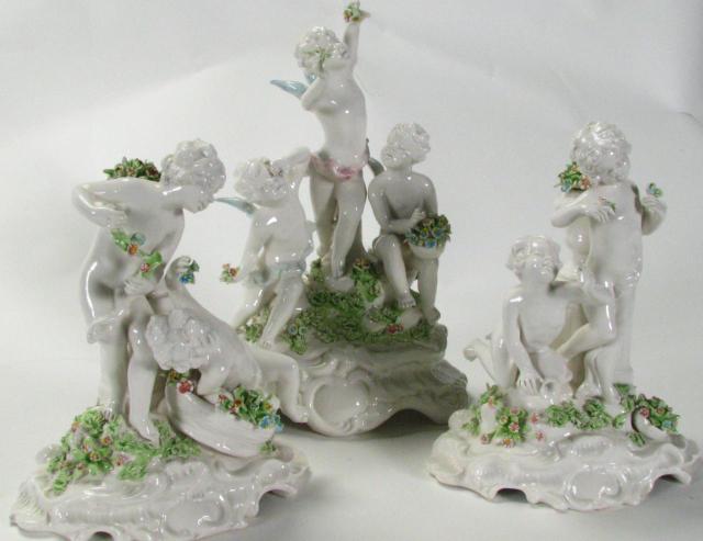 Appraisal: Three Capodimonte Figural Groupings each depicting cherubs and angels ''