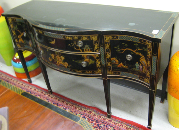 Appraisal: FEDERAL STYLE JAPANNED SIDEBOARD American mid th century The black