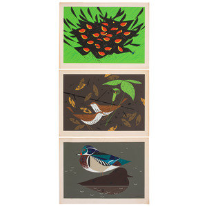 Appraisal: Three Charley Harper Serigraphs th Century including Wood Duck Wood