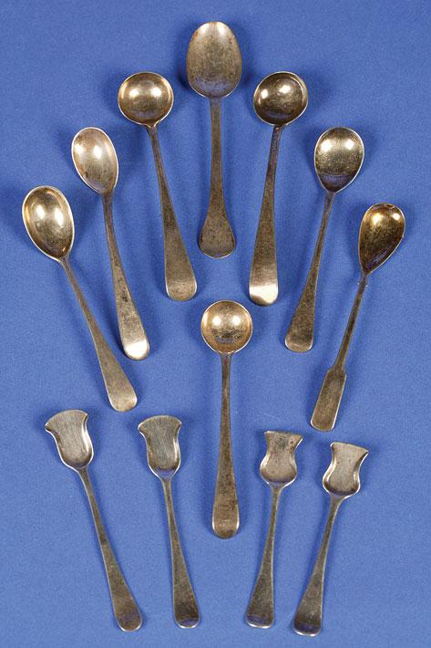 Appraisal: A SMALL COLLECTION OF SALT AND CONDIMENT SPOONS including four