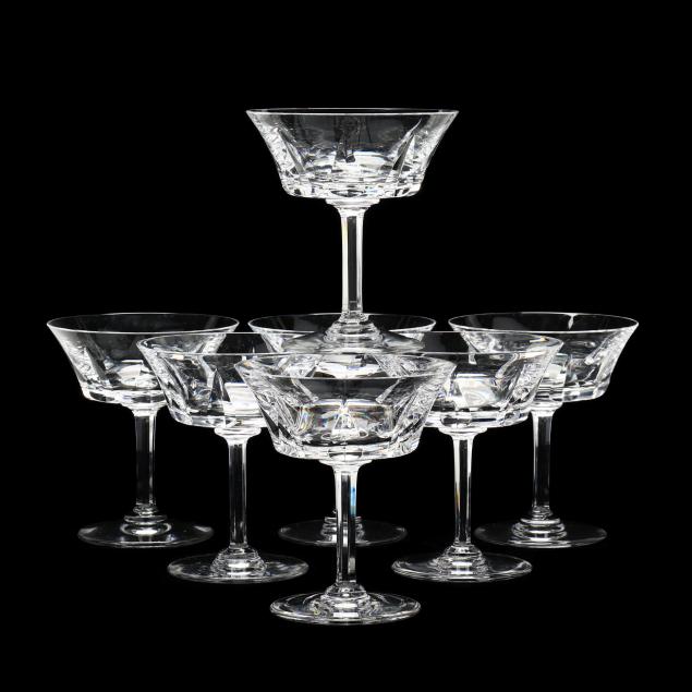 Appraisal: ST LOUIS SEVEN CERDAGNE CRYSTAL CHAMPAGNE COUPES France mid th