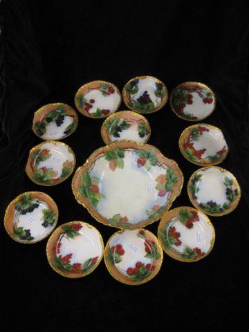 Appraisal: Haviland Limoges Handpainted Berry Set master bowl with all individual