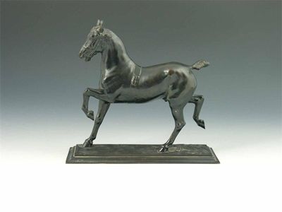 Appraisal: Cecil Brown - Scottish A trotting stallion bronze signed on