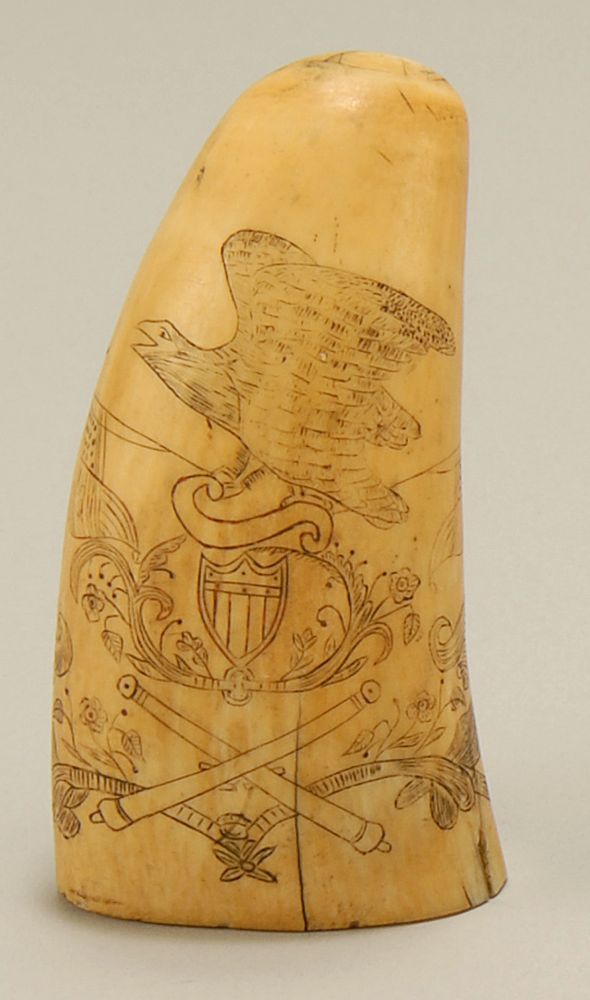 Appraisal: SCRIMSHAW WHALE'S TOOTH American Circa Decorated with an eagle perched