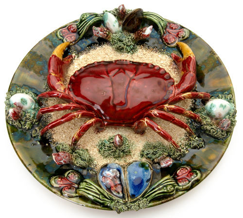 Appraisal: PORTUGUESE Palissy-ware platter with crustaceans featuring a large crab in