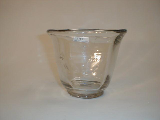 Appraisal: A heavy glass bowl or ice bucket footed with wheel