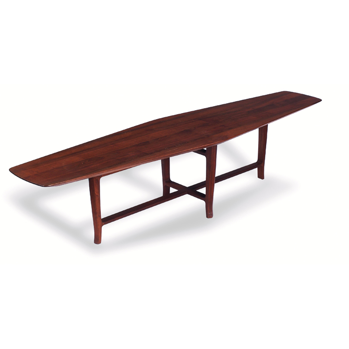 Appraisal: Edward Wormley coffee table by Dunbar walnut elongated hexagonal top