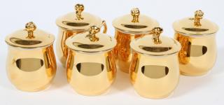 Appraisal: ROYAL WORCESTER PORCELAIN POT DE CREME SIX ROYAL WORCESTER PORCELAIN