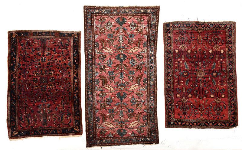 Appraisal: Three Hamadan Rugs Persia mid th century all with red