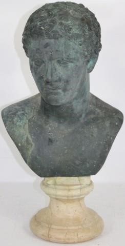 Appraisal: TH C CLASSICAL BRONZE BUST DEPICTING A YOUNGMAN WITH CURLY