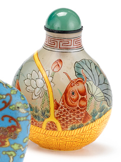 Appraisal: Chinese enameled glass snuff bottle qianlong mark th century Of