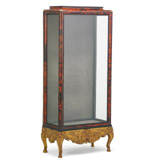 Appraisal: DUTCH BAROQUE STYLE PARCEL GILT VITRINE Faux tortoise shell case