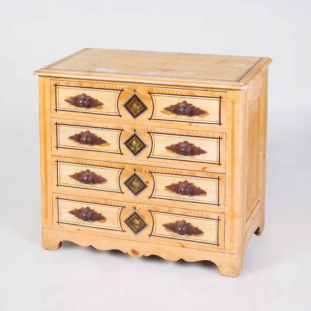 Appraisal: American Painted Cottage Chest of Drawers Fitted with four long