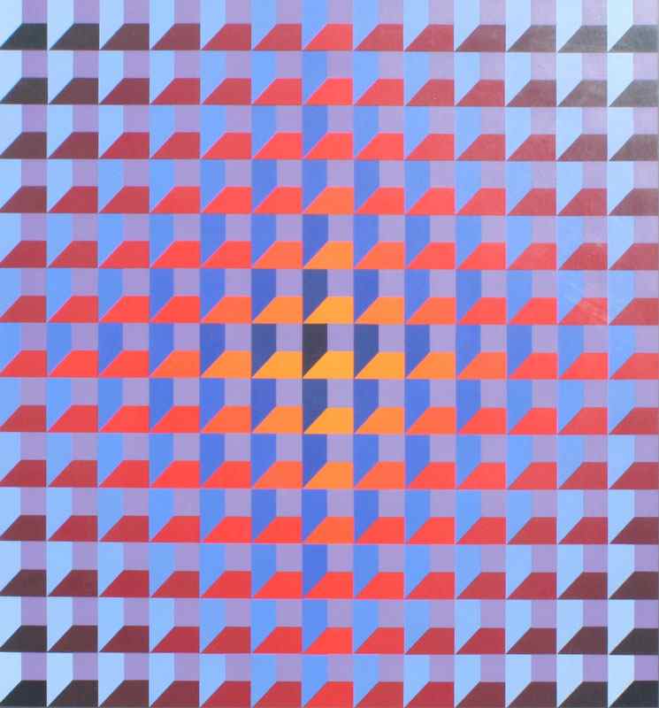 Appraisal: YVARAL Jean-Pierre Vasarely French - Op-Art Composition Silkscreen sight size