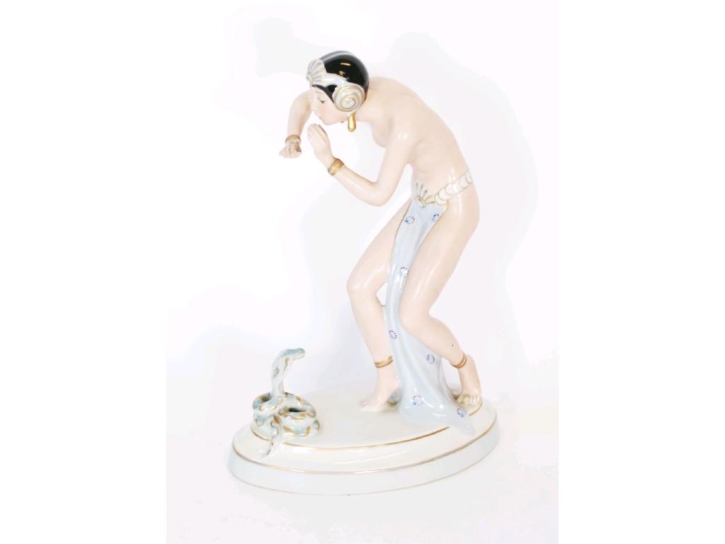 Appraisal: ROYAL DUX ART DECO PORCELAIN FIGURE OF A SEMI NUDE