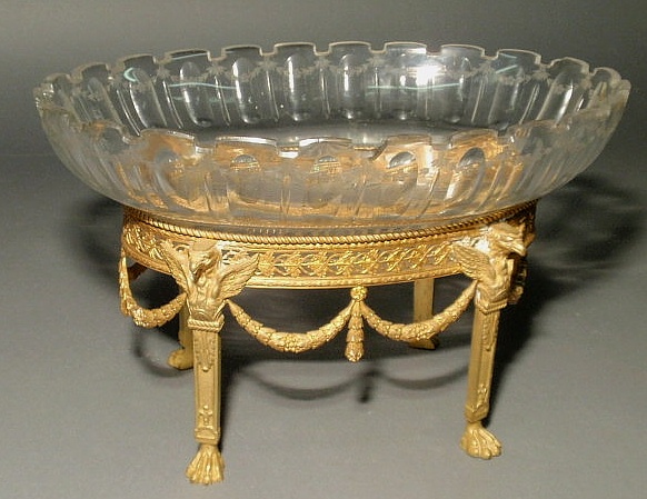 Appraisal: Classical form centerpiece late th c oval brass and gilt