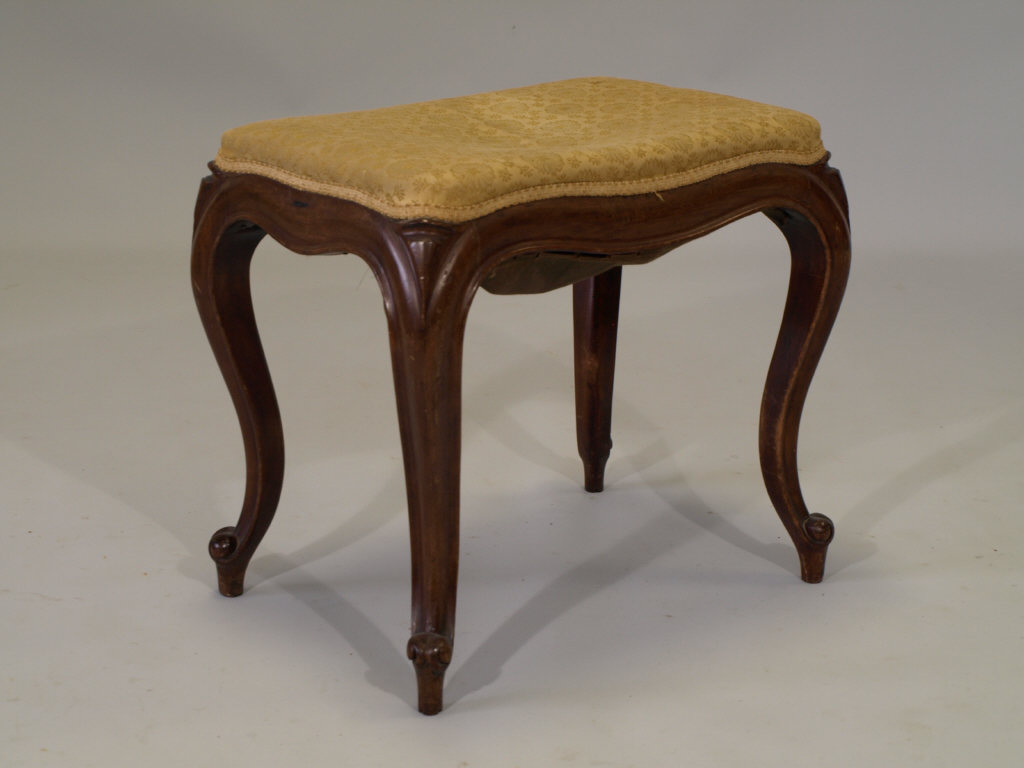 Appraisal: Louis XV Style Footstool c mahogany over upholstered seat shaped