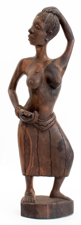 Appraisal: ILLEGIBLY SIGNED WEST AFRICAN WOOD SCULPTURE West African wood sculpture