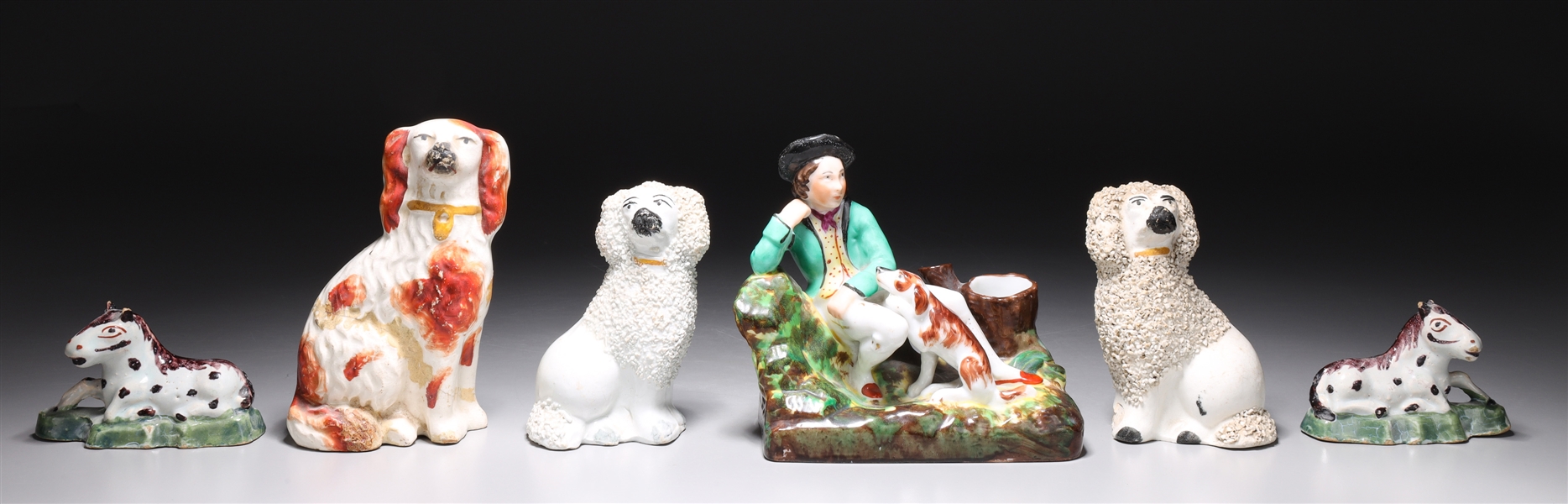 Appraisal: Group of six various European ceramics including Staffordshire dog pair