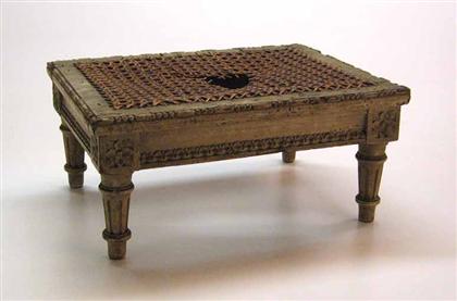 Appraisal: Louis XVI green painted footstool circa H in W in