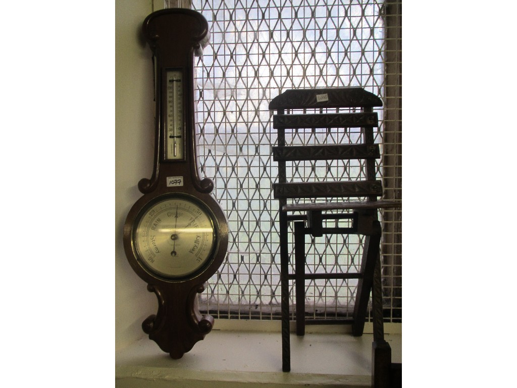 Appraisal: Mahogany wall barometer and small folding chair