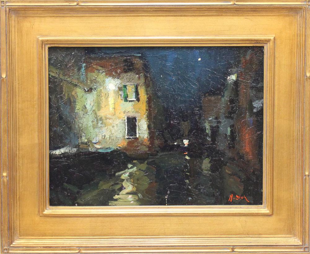 Appraisal: NICK STOQ United States st century oil on board nocturnal