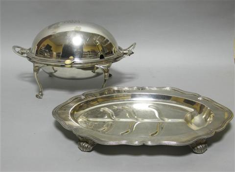 Appraisal: ENGLISH FOOTED HOT WATER DISH Oval with domed cover together