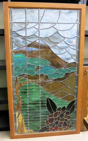 Appraisal: PICTORIAL STAINED AND LEADED GLASS WINDOW American custom made th