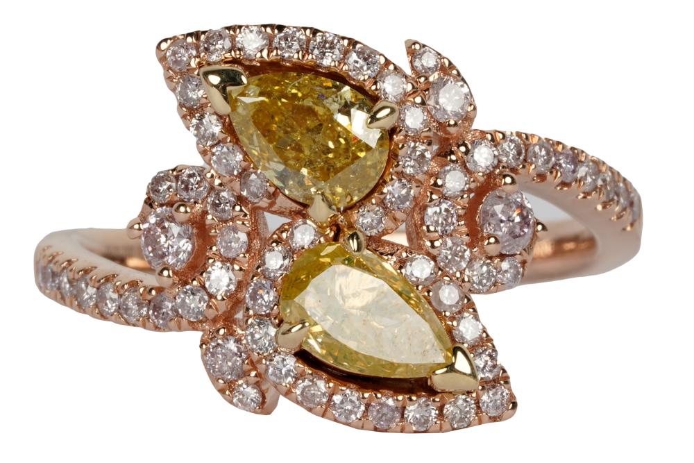 Appraisal: KARAT ROSE GOLD FANCY COLORED DIAMOND RINGwith IAS report stating