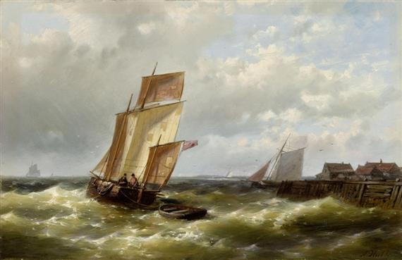 Appraisal: HULK ABRAHAM London Ships before the Dutch coast Oil on