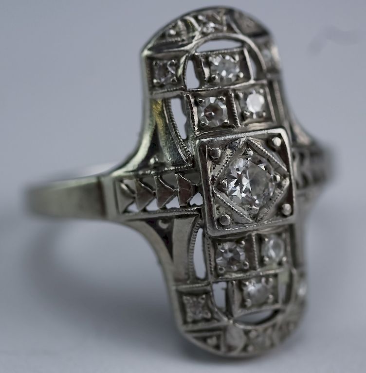 Appraisal: Art Deco Platinum CTTW Diamond Gemstone Ring Fine art deco