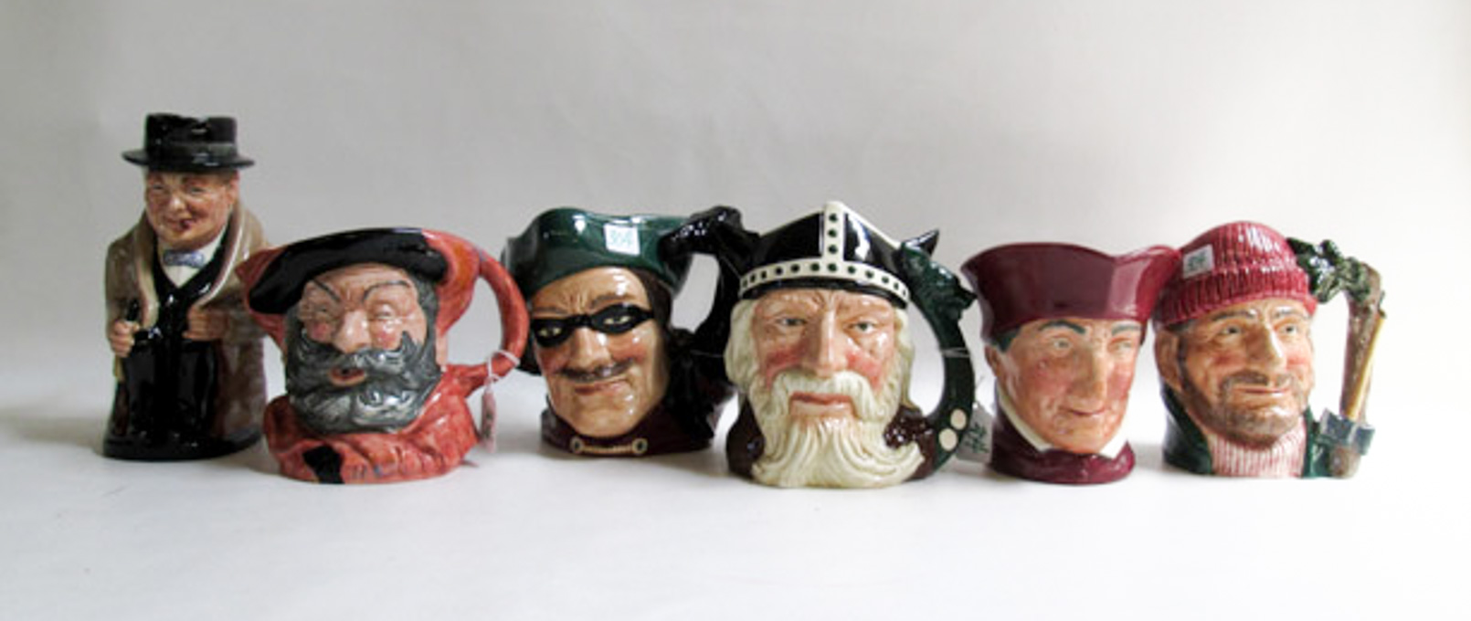 Appraisal: SIX ROYAL DOULTON LARGE TOBY CHARACTER JUGS Viking D Winston