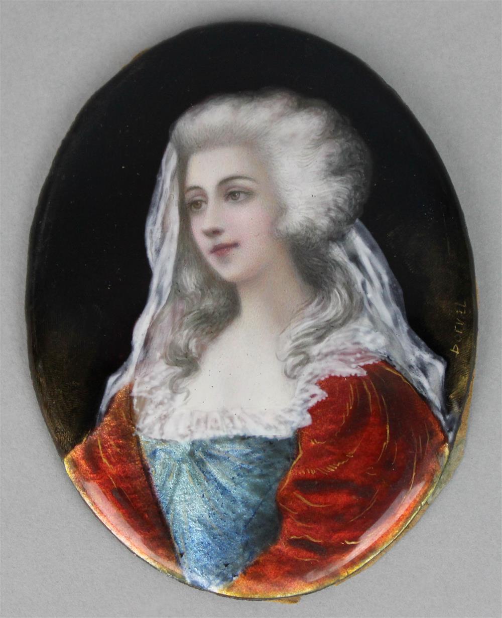 Appraisal: FRENCH ENAMEL OVAL PORTRAIT PLAQUE OF THE DUCHESSE D'ORLEANS late