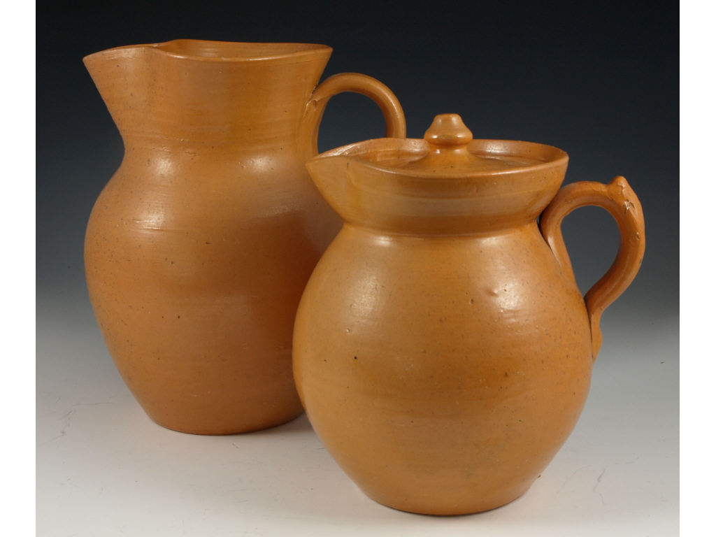 Appraisal: NC Pottery Jugtown Two Pitchers s- s buff glaze the