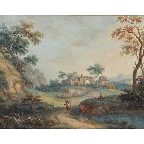 Appraisal: German School th century - Landscapes with Travellers gouache on